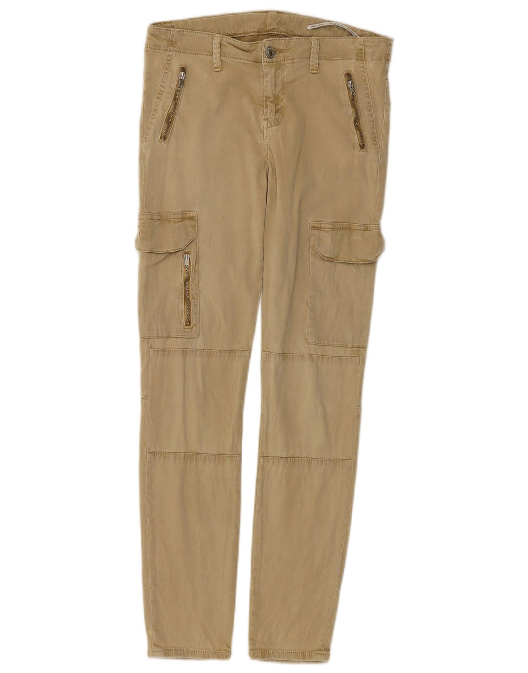 Zara Damen Slim Cargohose EU 38 Small W28 L28 Beige