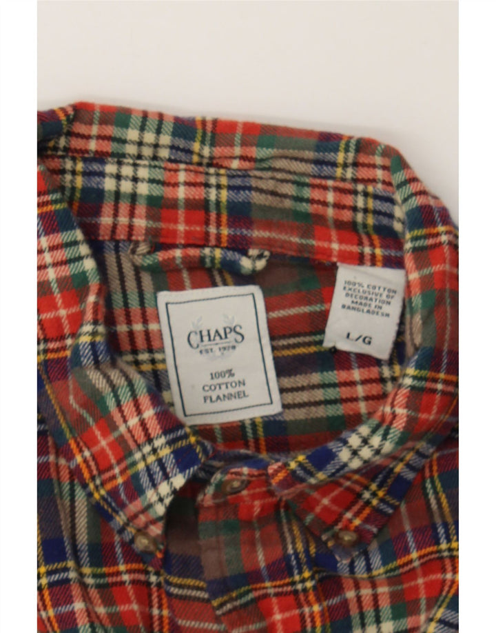 CHAPS Mens Flannel Shirt Large Red Check Cotton Vintage Chaps and Second-Hand Chaps from Messina Hembry 