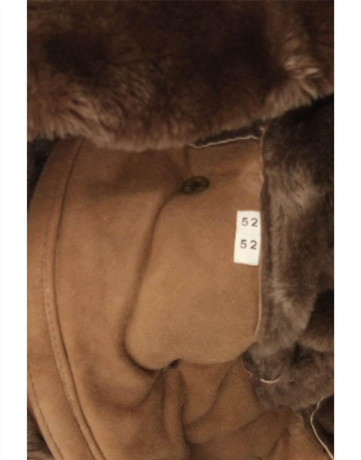 Vintage Herren Shearling Zweireiher Mantel IT 52 XL Braun