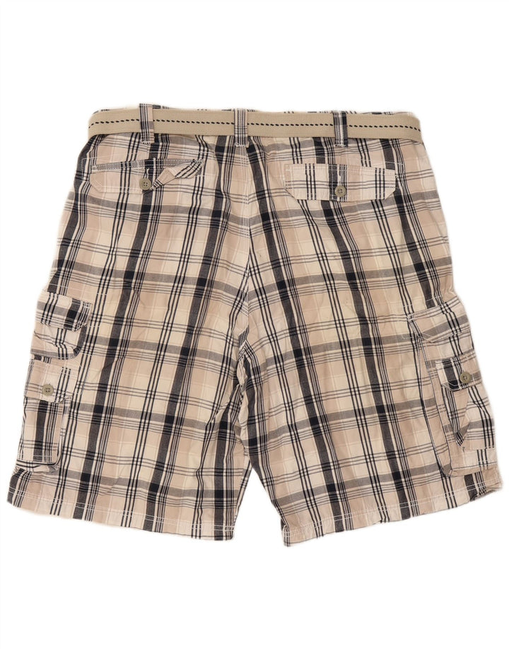 Lee Herren-Latzhose, Cargo-Shorts, W42, 2XL, beige karierte Baumwolle