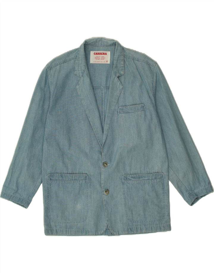 CARRERA Womens 2 Button Blazer Jacket US 14 XL Blue Cotton Vintage Carrera and Second-Hand Carrera from Messina Hembry 