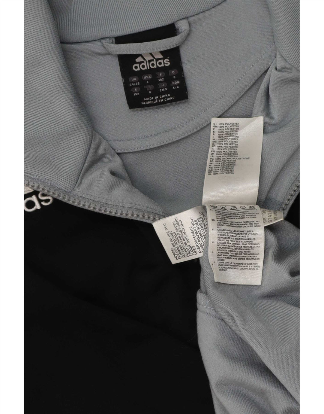Adidas Herren Trainingsanzug Top Jacke IT 44/46 Large Grau Colourblock Polyester