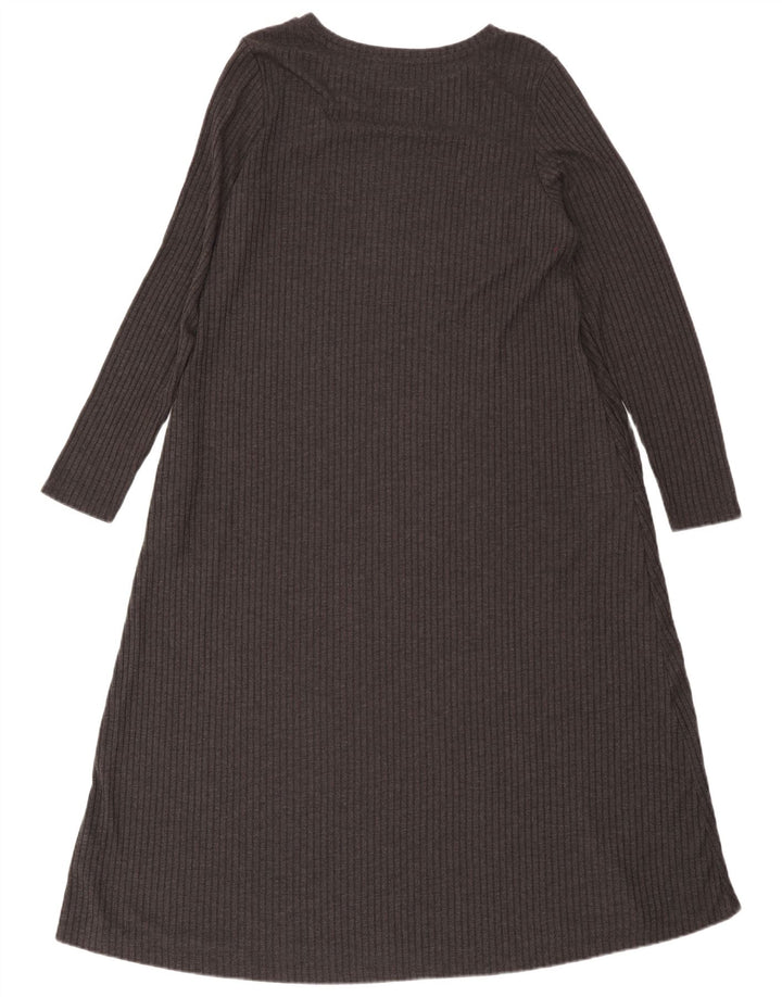 Marks & Spencer Damen-Maxikleid mit langen Ärmeln, Gr. 46, Grau, Polyester
