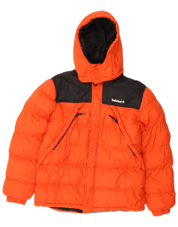 Timberland Wattierte Jacke mit Kapuze für Jungen, 13–14 Jahre, Größe S, Orange, Farbblock