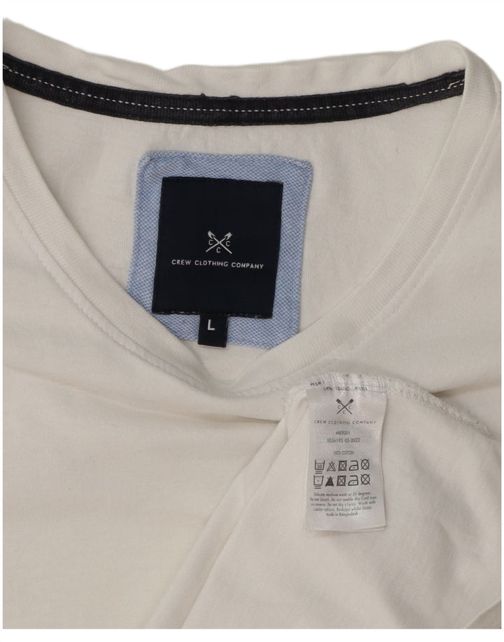 Crew Clothing Herren T-Shirt Top Large Weiß Baumwolle