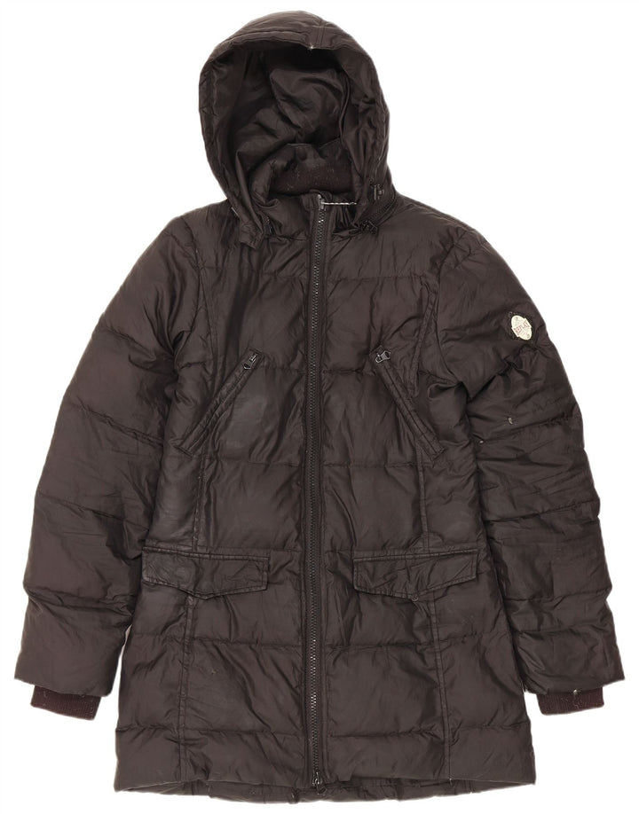 Replay Wattierter Damenmantel mit Kapuze, UK 14, Größe L, Schwarz, Polyester