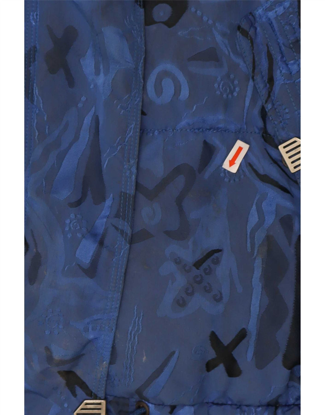 Vintage Damen gepolsterte übergroße Skijacke UK 8 Small Blue Geometrisch