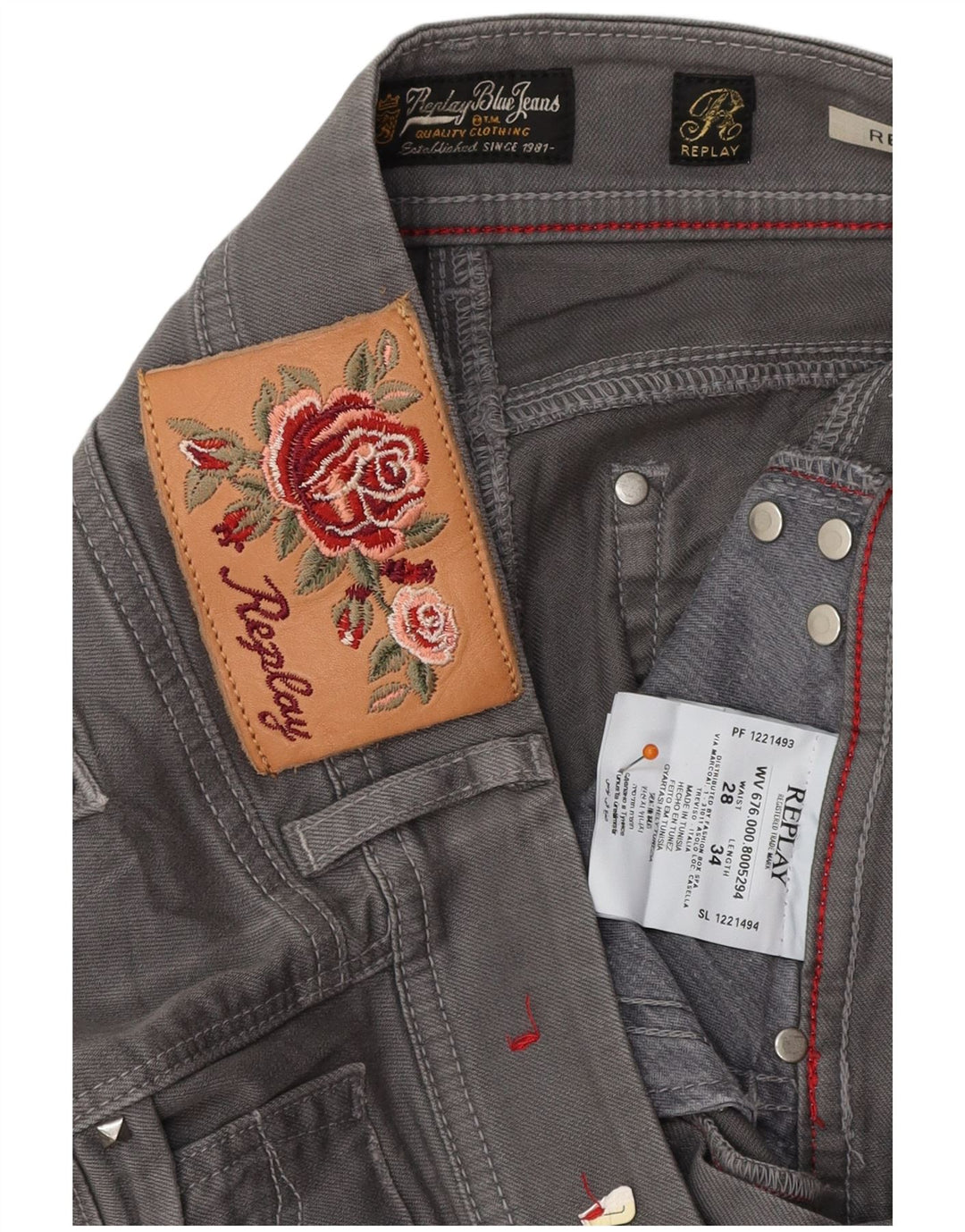 REPLAY Damen Rearmy Bootcut Jeans W28 L32 Graue Baumwolle