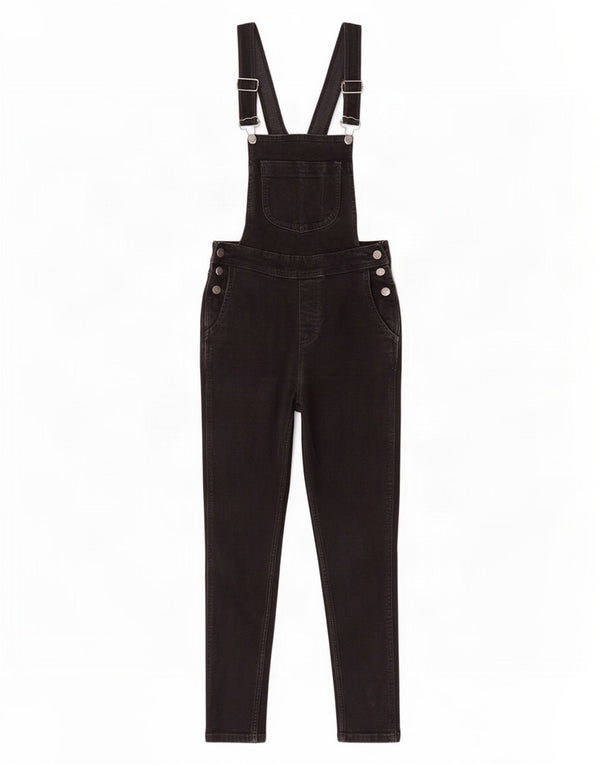 Fat Face Damen Latzhose Slim Jeans UK 8 Small W25 L26 Schwarz Baumwolle