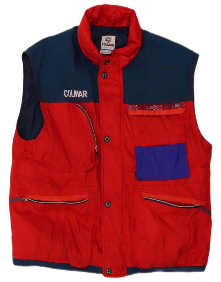 COLMAR Mens Padded Gilet IT 52 Large Red Colourblock Polyester