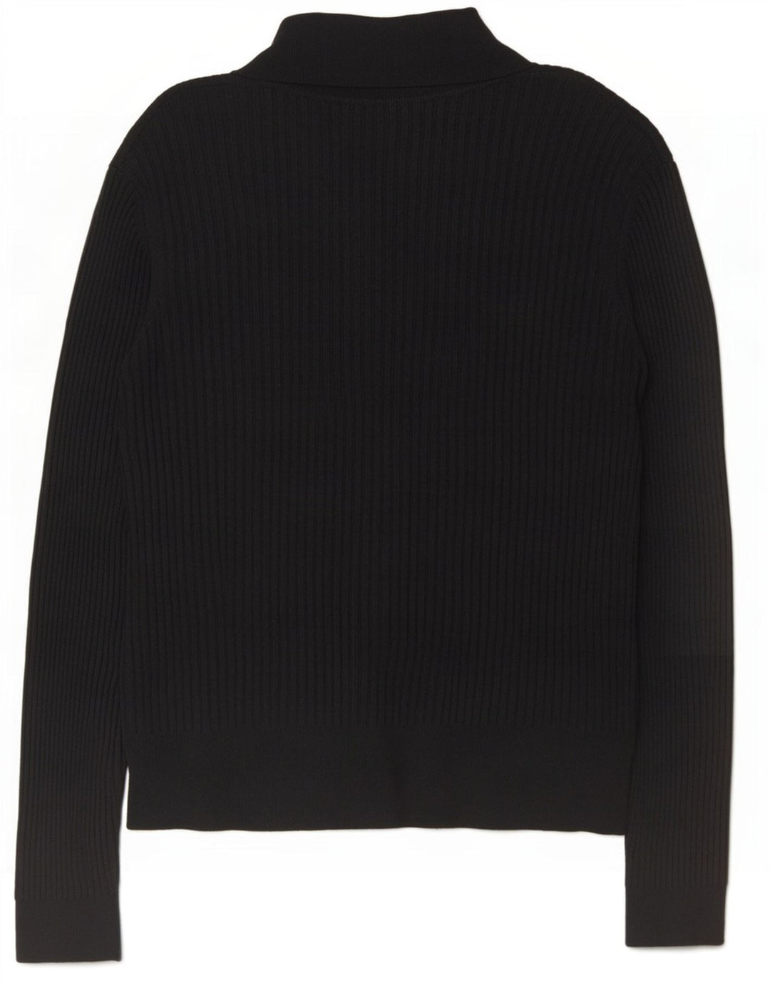 Zara Damen Langarm-Poloshirt UK 14 Mittelschwarze Viskose