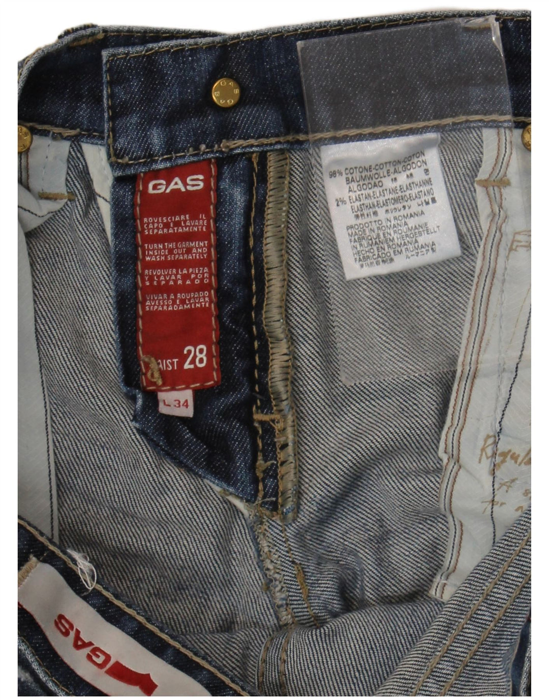 Gas Damen Bootcut Jeans W28 L29 Blaue Baumwolle