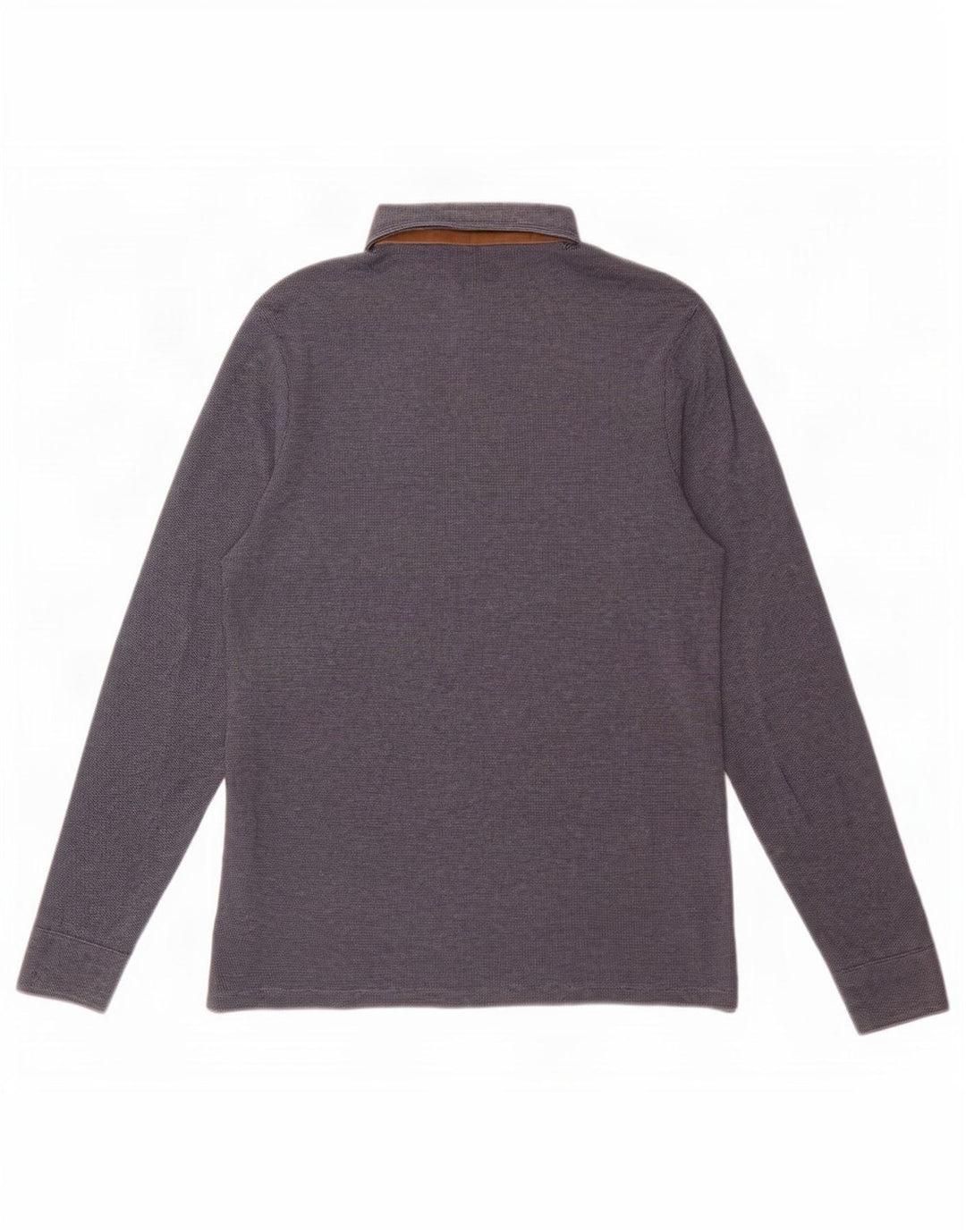 Massimo Dutti Herren-Langarm-Poloshirt in mittlerem Marineblau