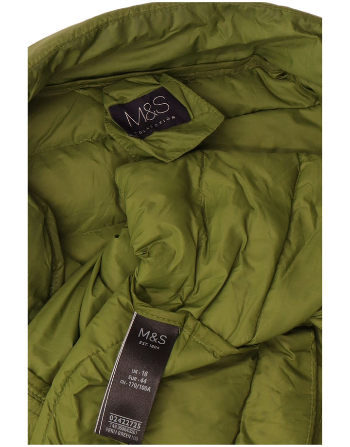 Marks & Spencer Damen Wattierte Jacke UK 16 Large Grün Polyamid