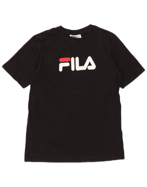 Fila Herren Grafik-T-Shirt-Oberteil aus mittelschwarzer Baumwolle