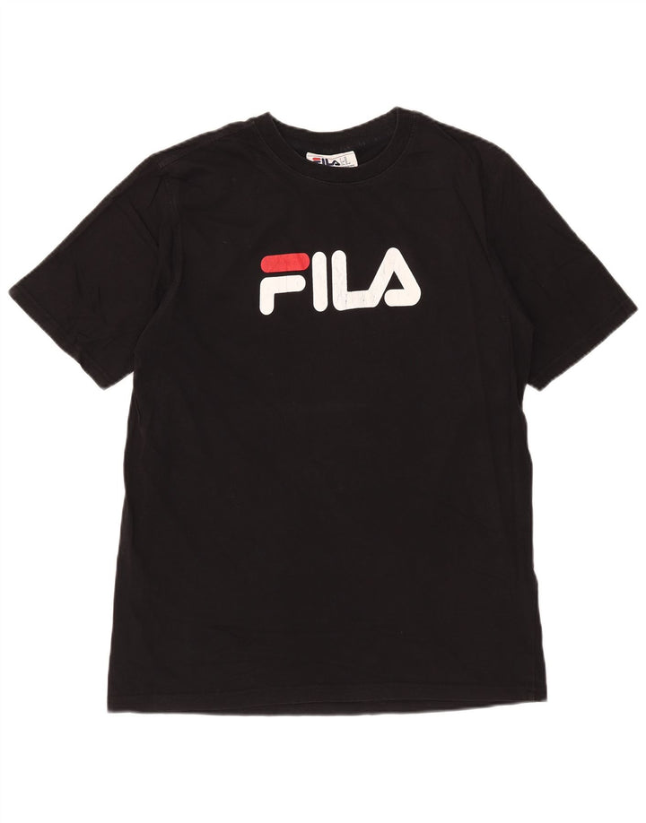 Fila Herren Grafik-T-Shirt-Oberteil aus mittelschwarzer Baumwolle