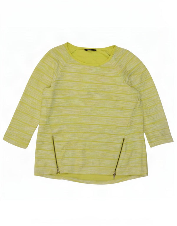 Marks & Spencer Damen-Top, 3/4-Ärmel, UK-Größe 14, Größe L, grün gestreift, Polyester
