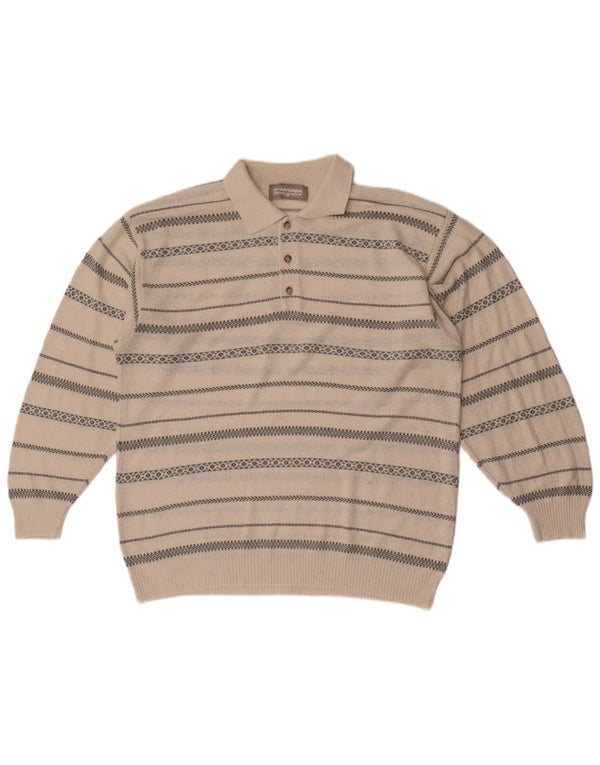 Morgano Herren-Pullover mit Rollkragen, Größe 54, XL, gebrochenes Weiß, gestreift