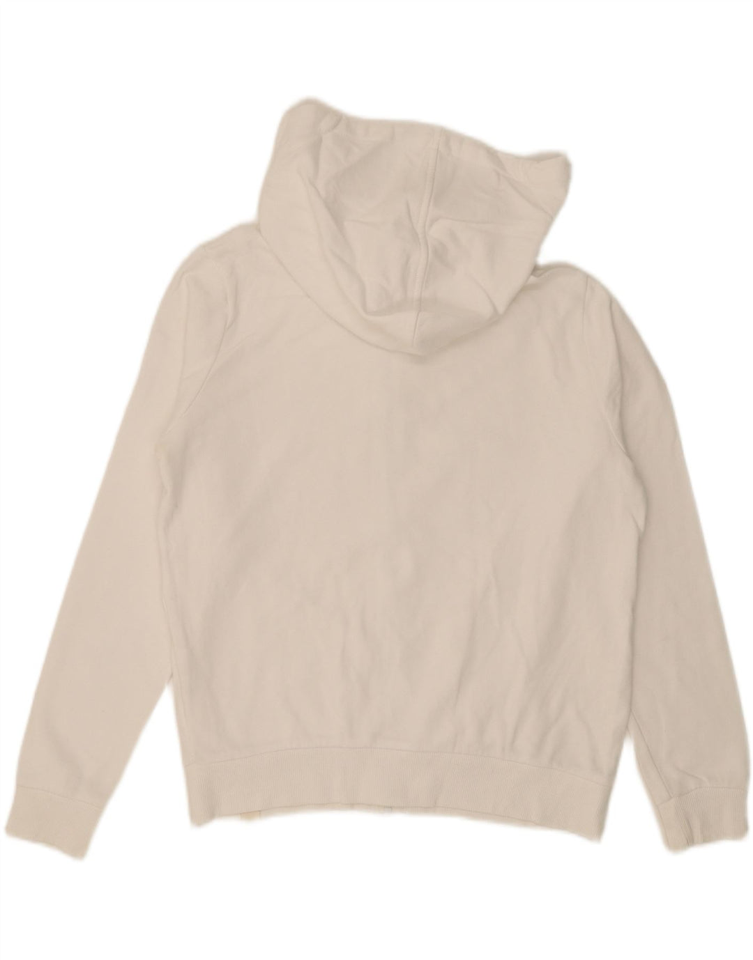 BENETTON Womens Zip Hoodie Sweater UK 14 Medium White Cotton Vintage Benetton and Second-Hand Benetton from Messina Hembry 
