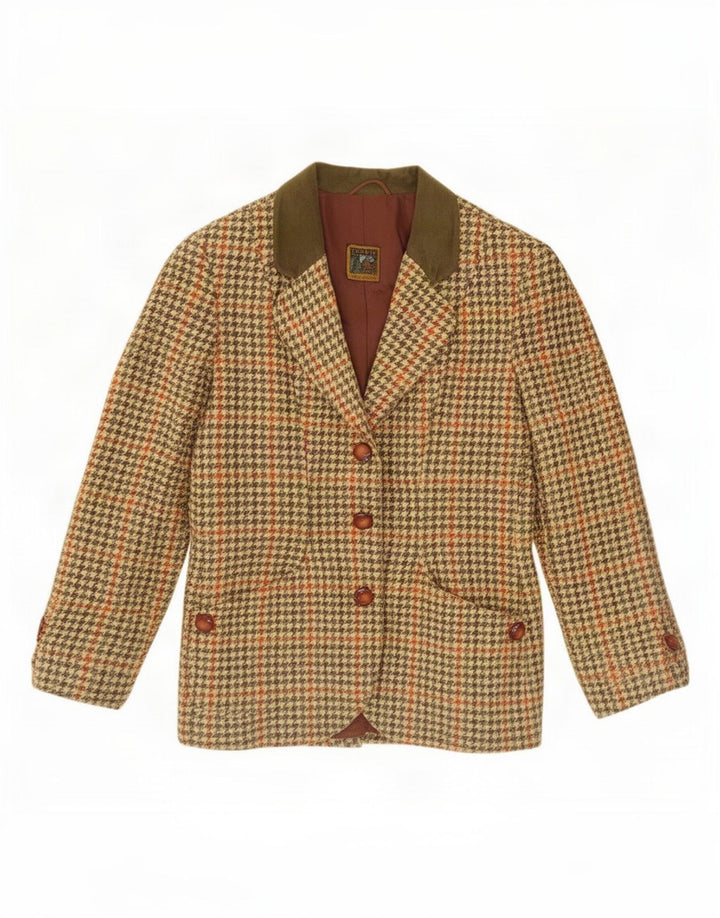Imerio Tacchella Damen Blazer Jacke IT 46 Großer gelber Hahnentritt
