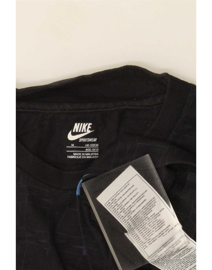 Nike Jungen-T-Shirt mit abstraktem Muster, mittelgroß, schwarze Baumwolle, 10–11 Jahre