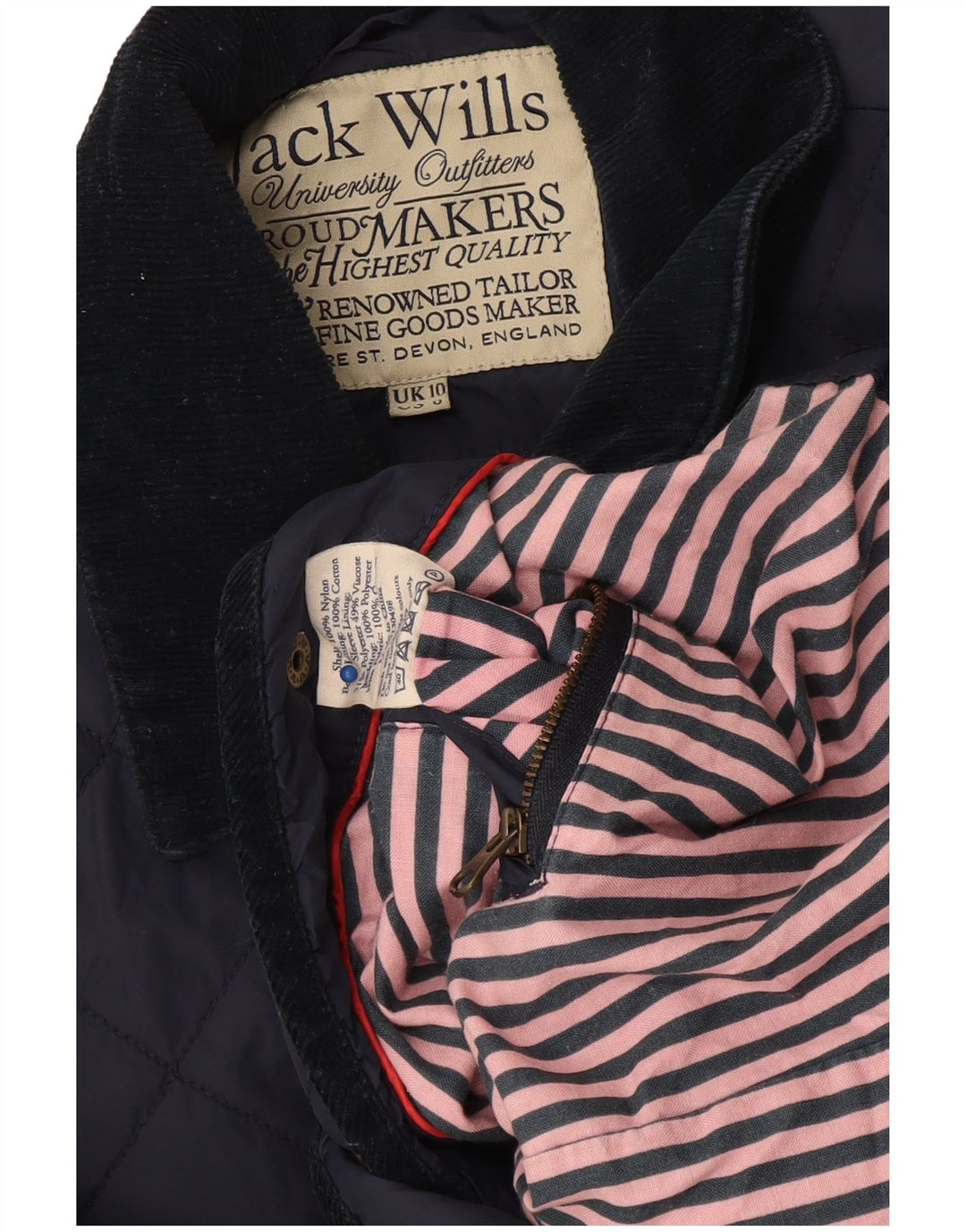 Jack Wills Damen Steppjacke UK 10 Small Marineblaues Nylon