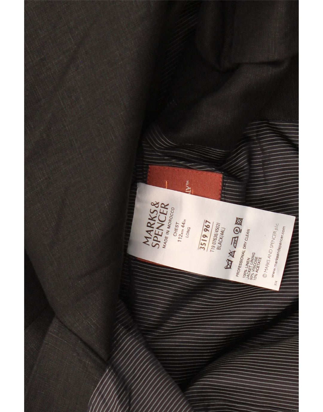 Marks & Spencer Herren-Blazer mit 3 Knöpfen, Gr. 40, Größe L, Schwarz, Leinen
