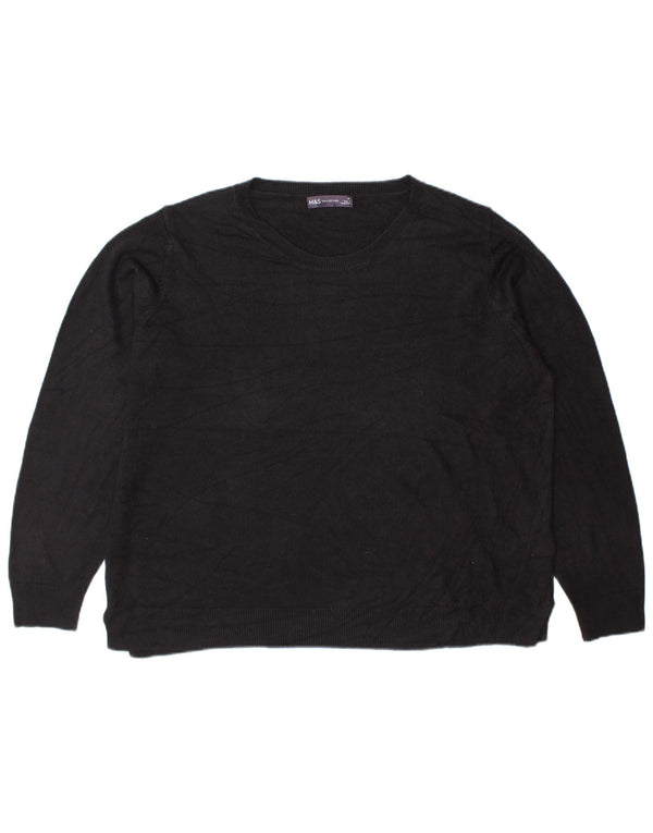 Marks & Spencer Damen-Pullover mit Rundhalsausschnitt, UK 22 3XL, schwarzes Acryl