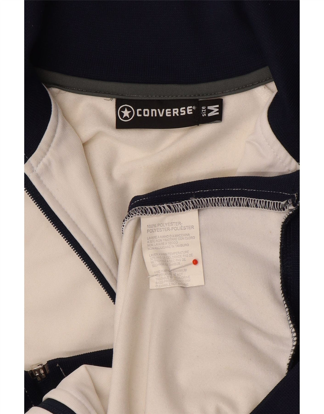 Converse Herren-Trainingsanzugoberteil mit Grafik, Mittelweiß, Farbblock