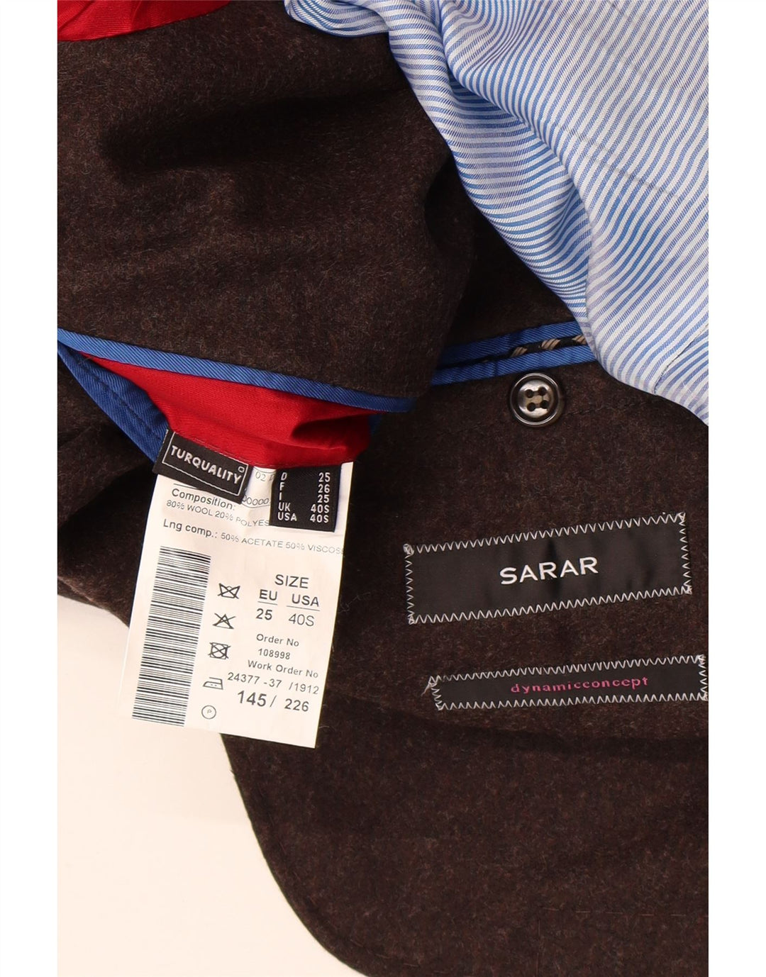 Sarar Herren-Blazer mit 2 Knöpfen, UK 40, große braune Wolle