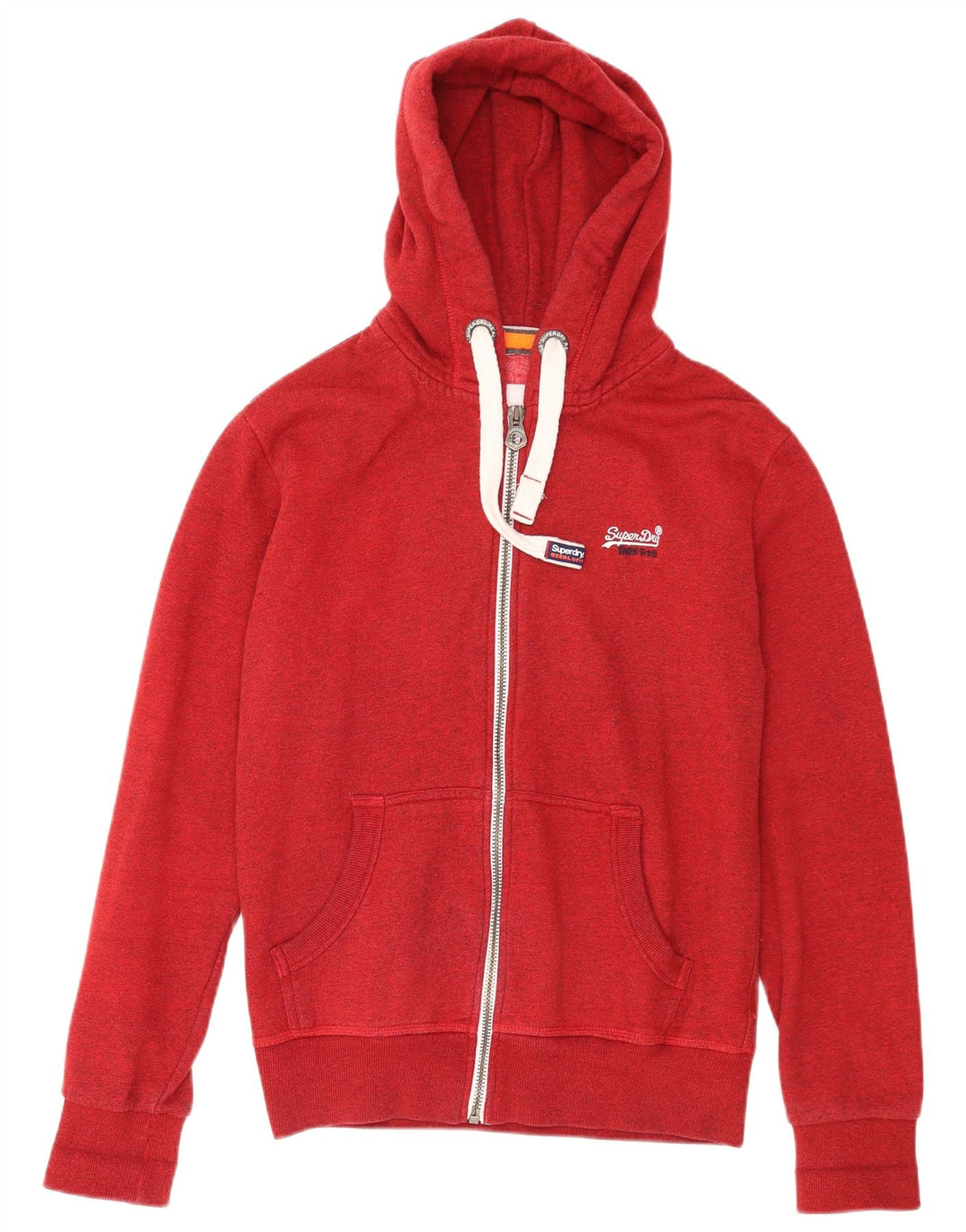 Superdry Herren-Kapuzenpullover mit Reißverschluss, mittelrote Baumwolle