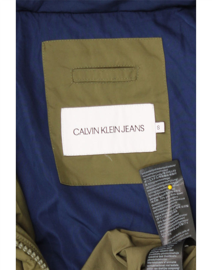 Calvin Klein Jeans Herren-Jacke mit Kapuze, gepolstert, Größe 36, Khaki, Polyester