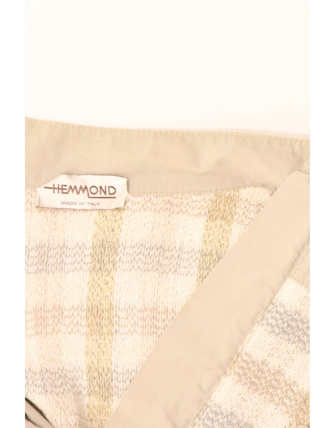 HEMMOND Herren Bomberjacke UK 38 Mittelbeige karierte Baumwolle