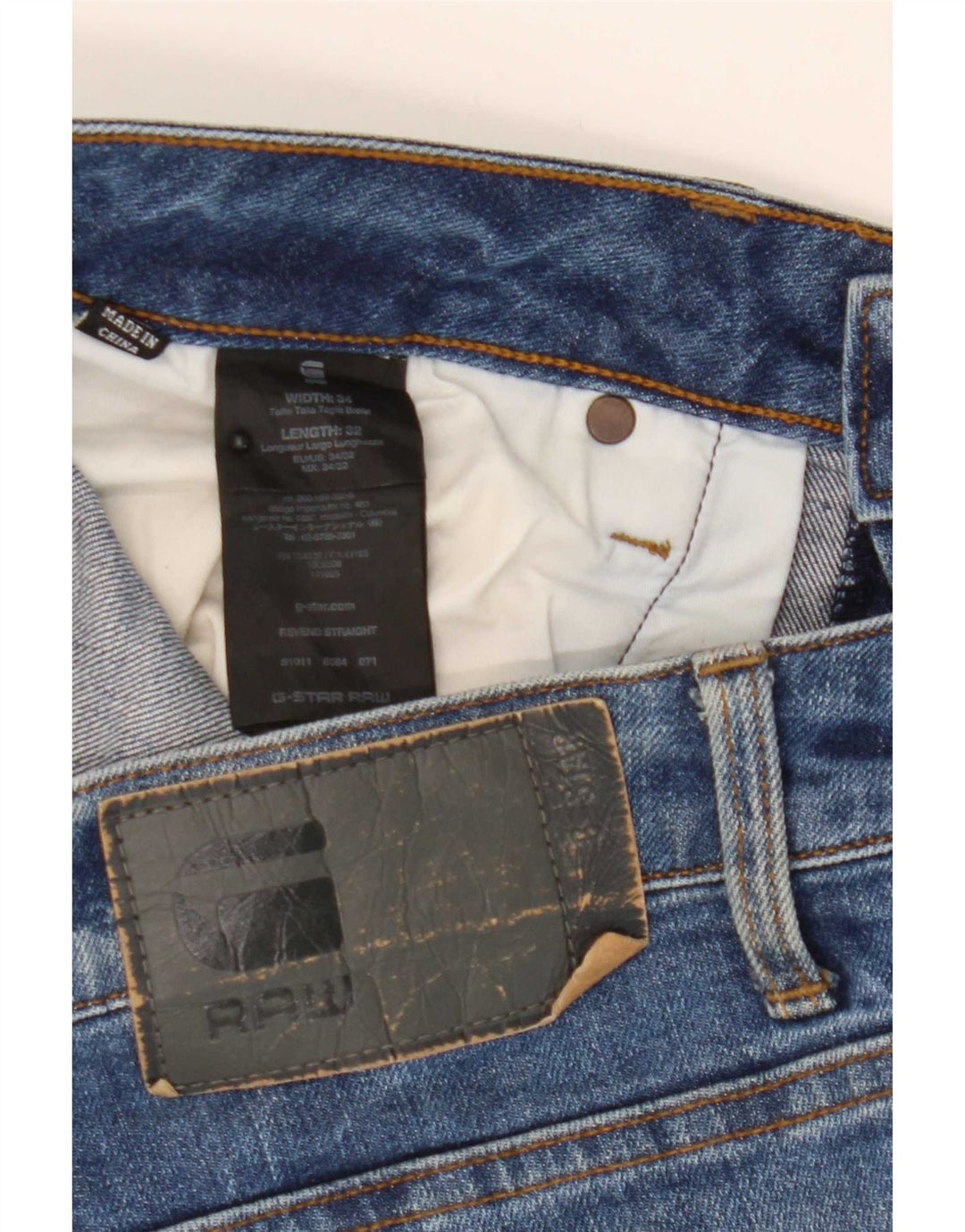 G-Star Herren Revend Straight Jeans W34 L32 Blaue Baumwolle