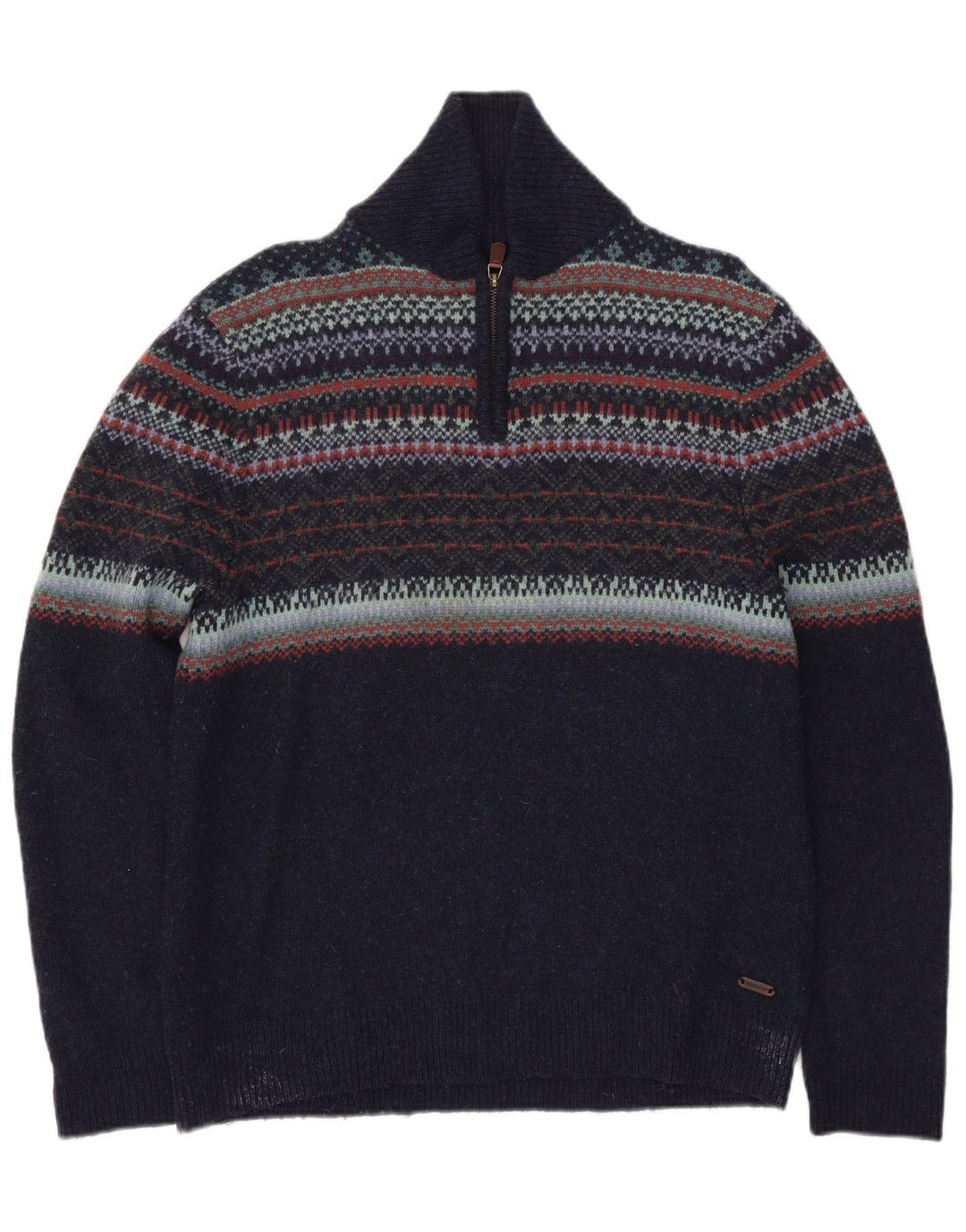 White Stuff Herren-Pullover mit Rollkragen, groß, Marineblau, Fair-Isle-Wolle