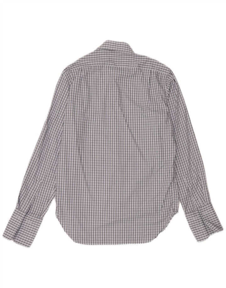 Massimo Dutti Herren-Formalhemd, Größe 41 16, große blau karierte Baumwolle