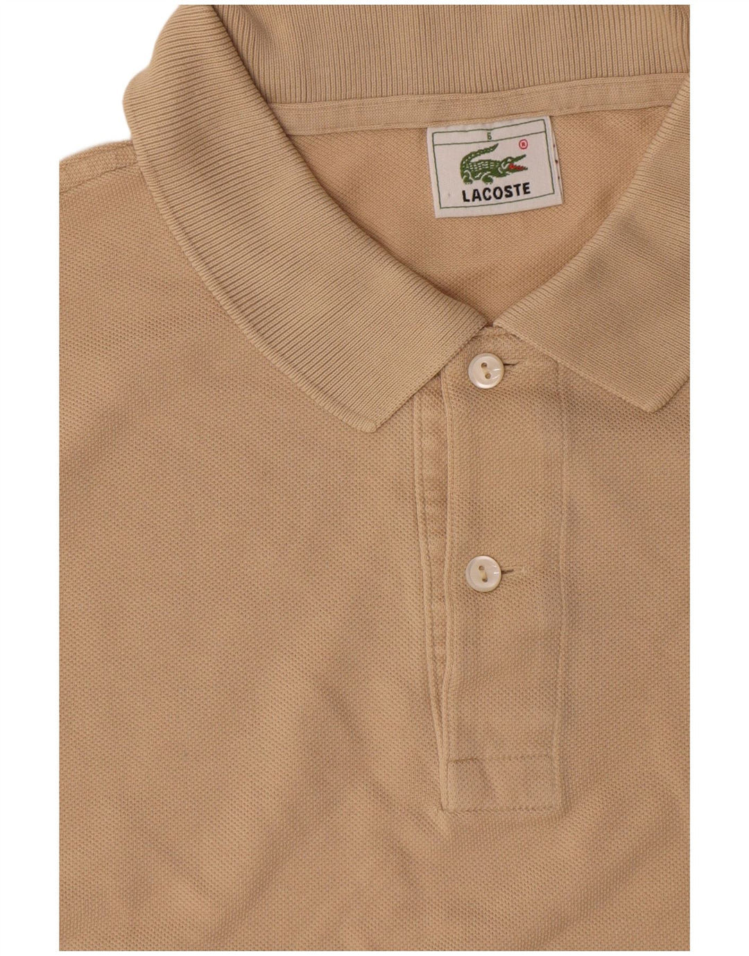 Lacoste Herren-Poloshirt, Größe 5, große beige Baumwolle