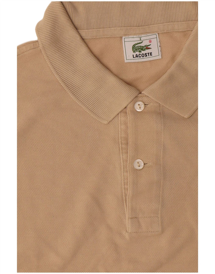 Lacoste Herren-Poloshirt, Größe 5, große beige Baumwolle