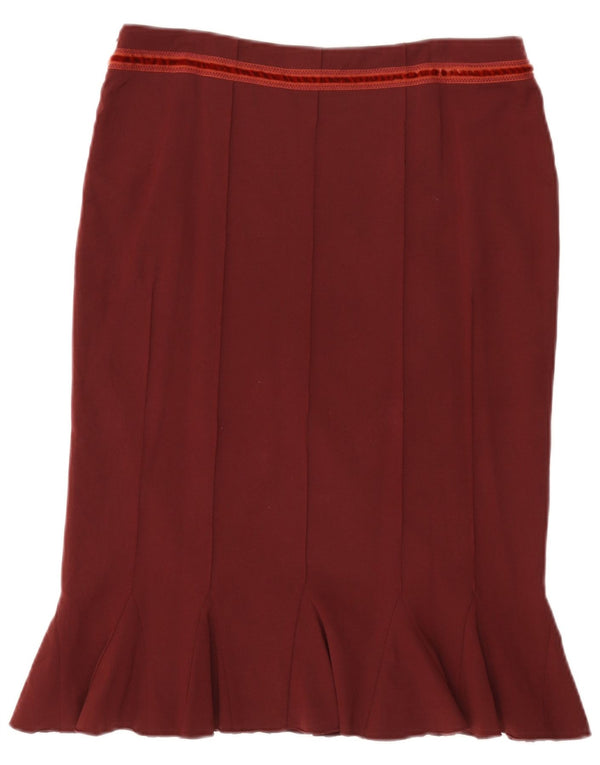 Roberto Cavalli Damen-Klasse-Meerjungfrauenrock IT 44 Medium W30 Burgunderrote Wolle