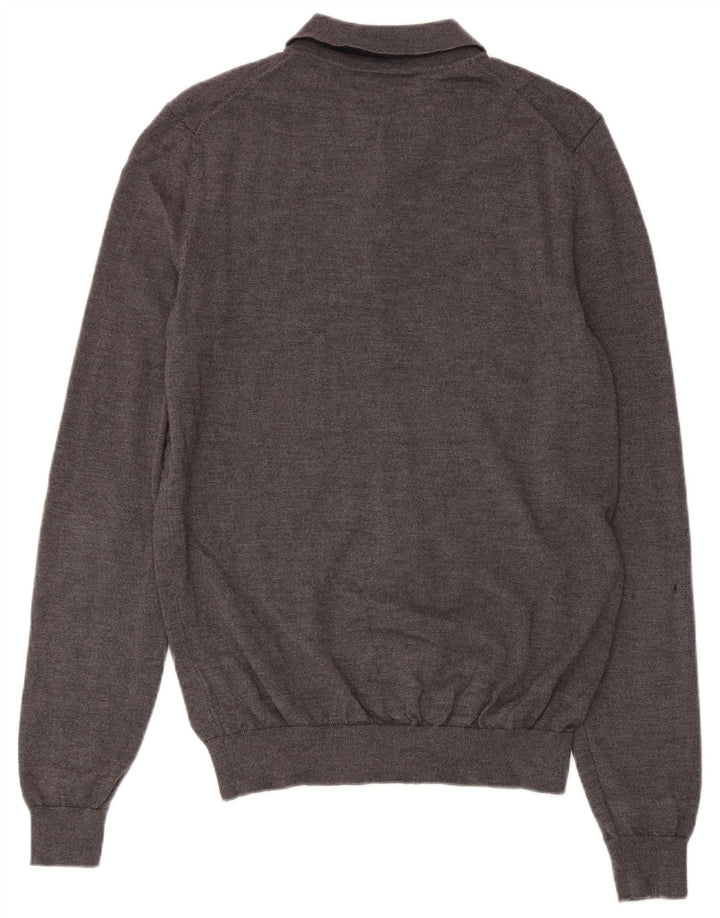 Hugo Boss Herren-Pullover mit Rollkragen, mittelgraue Schurwolle