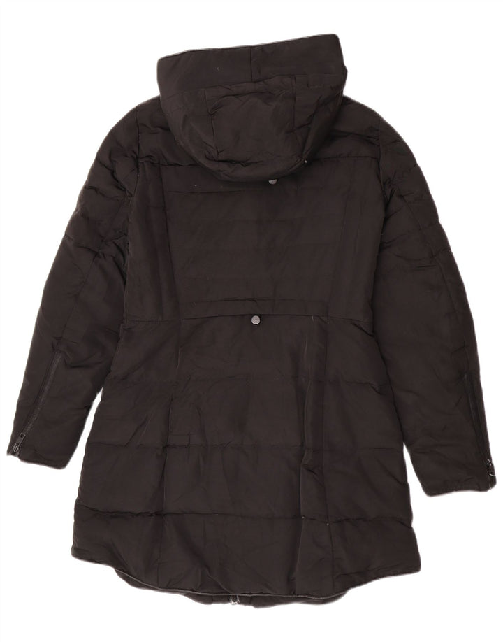 Zara Damen Kapuzenmantel, gepolstert, UK 14, mittelschwarz