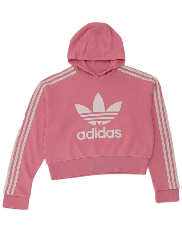 Adidas Mädchen Crop Graphic Hoodie Pullover 13–14 Jahre Rosa Baumwolle