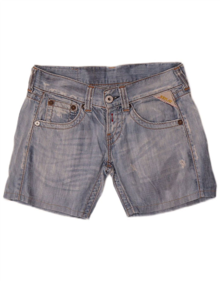 Replay Damen Jeansshorts W27 Small Blau Baumwolle