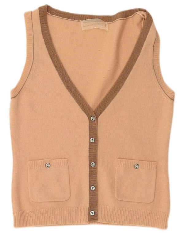 SCHUMACHER Damen Crop Ärmelloser Cardigan Pullover UK 14 Große rosa Wolle