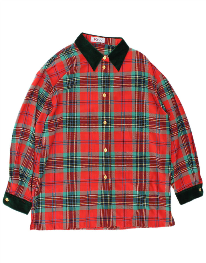 Bianca Womens Loose Fit Shirt IT 42 Medium Red Check Polyester