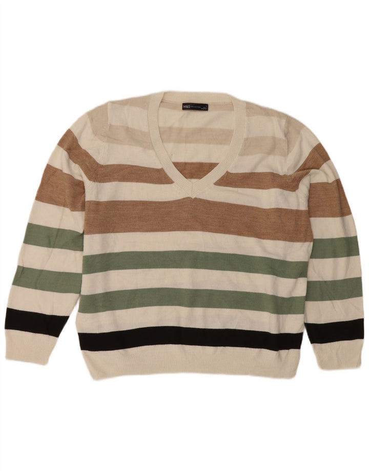 Marks & Spencer Damen-Pullover mit V-Ausschnitt, UK 16, Größe L, mehrfarbig