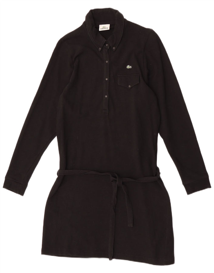 Lacoste Damen Langarm-Polokleid, Größe 40, mittelschwarz, Baumwolle