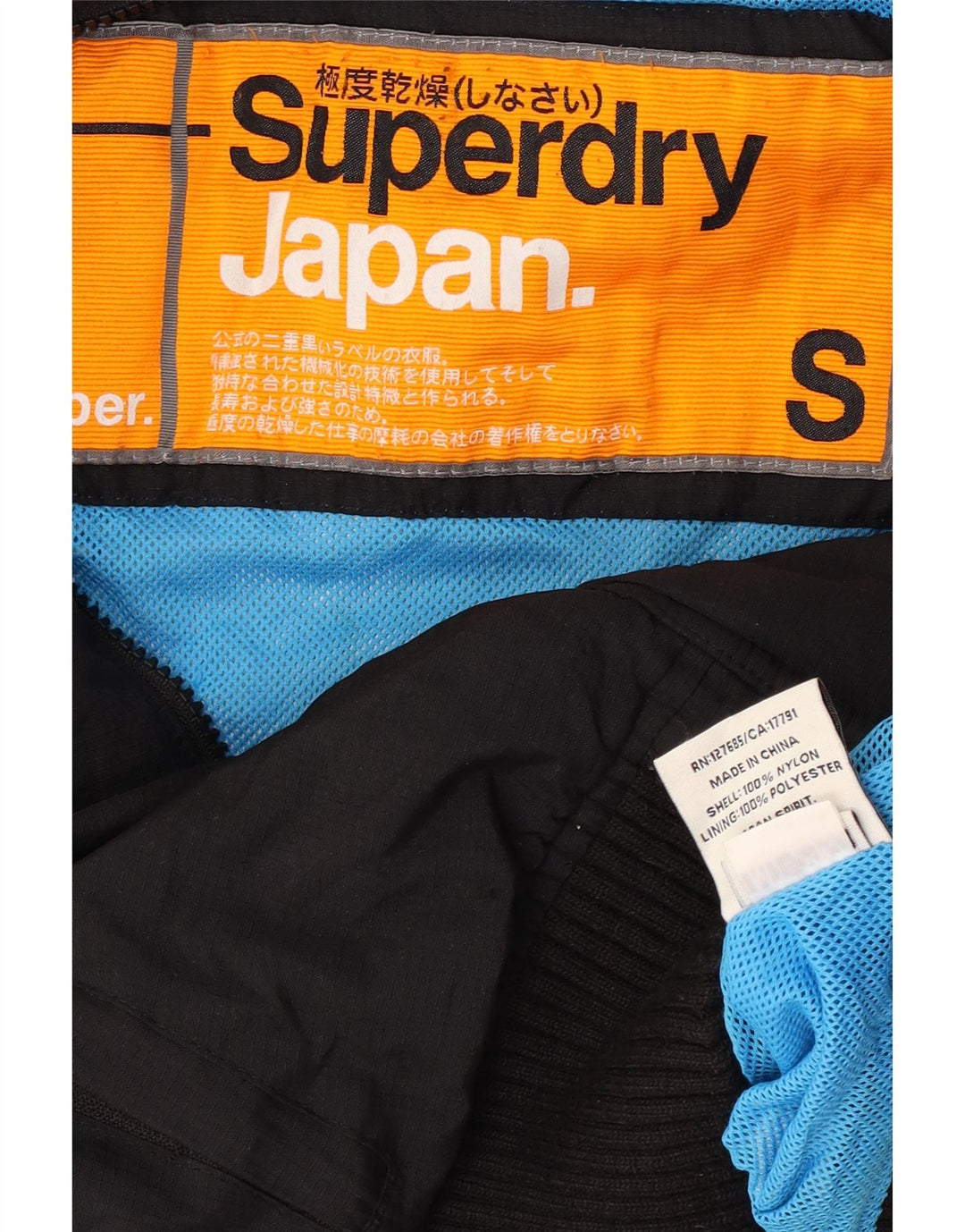 Superdry Damen-Bomberjacke mit Grafik, UK 10, Größe S, schwarzes Nylon