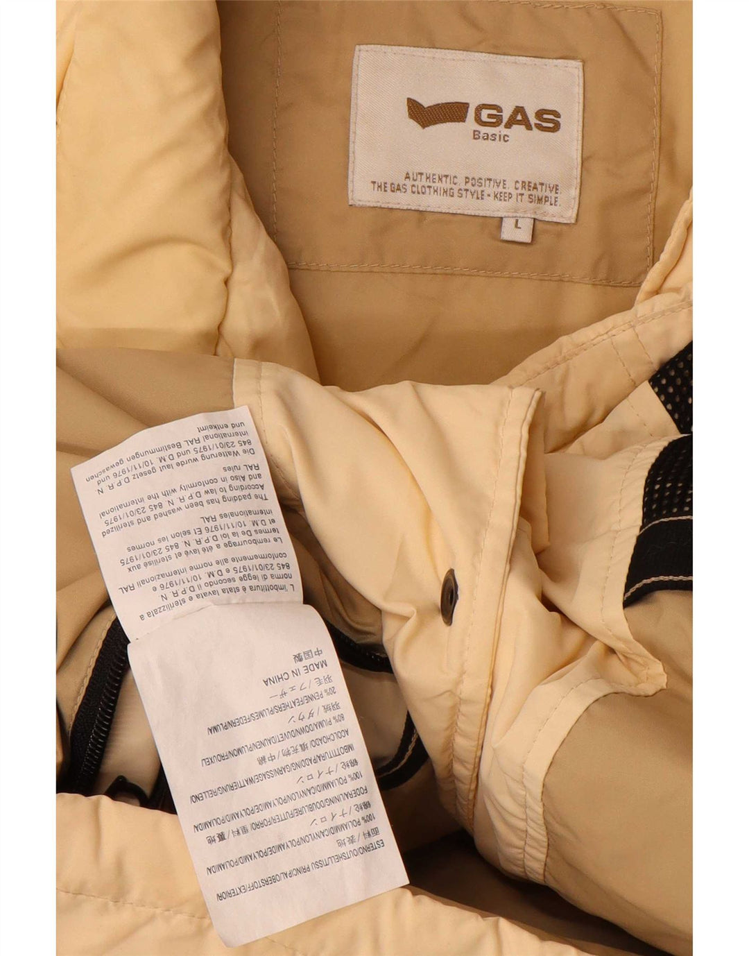 Gas Herren Wattierte Weste UK 40 Large Beige Polyamid