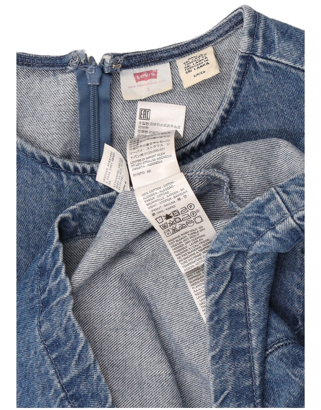 Levi's Denim-Blusenoberteil für Damen, UK 10, Größe S, Blau, Baumwolle